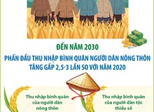 Đến năm 2030, phấn đấu thu nhập bình quân người dân nông thôn tăng gấp 2,5-3 lần so với năm 2020