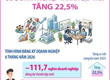 6 tháng năm 2026: Số doanh nghiệp thành lập mới tăng 22,5%