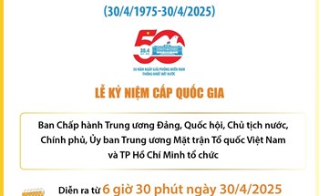 Chương trình Lễ kỷ niệm cấp quốc gia chào mừng 50 năm Ngày Giải phóng miền Nam, thống nhất đất nước