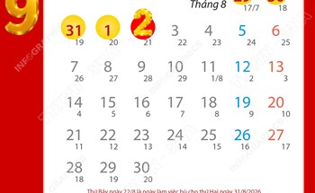 Lịch nghỉ lễ Quốc khánh năm 2026