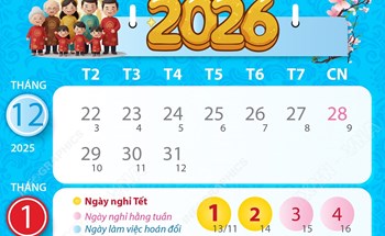 4 ngày nghỉ dịp Tết Dương lịch 2026