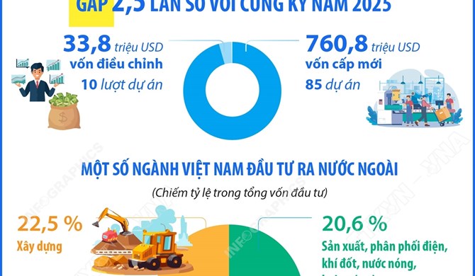 5 tháng năm 2026: Đầu tư của Việt Nam ra nước ngoài đạt 794,6 triệu USD gấp 2,5 lần so với cùng kỳ năm 2025