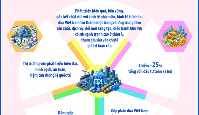 Đến năm 2045: Khu vực kinh tế có vốn đầu tư nước ngoài đóng góp 30%GDP cả nước
