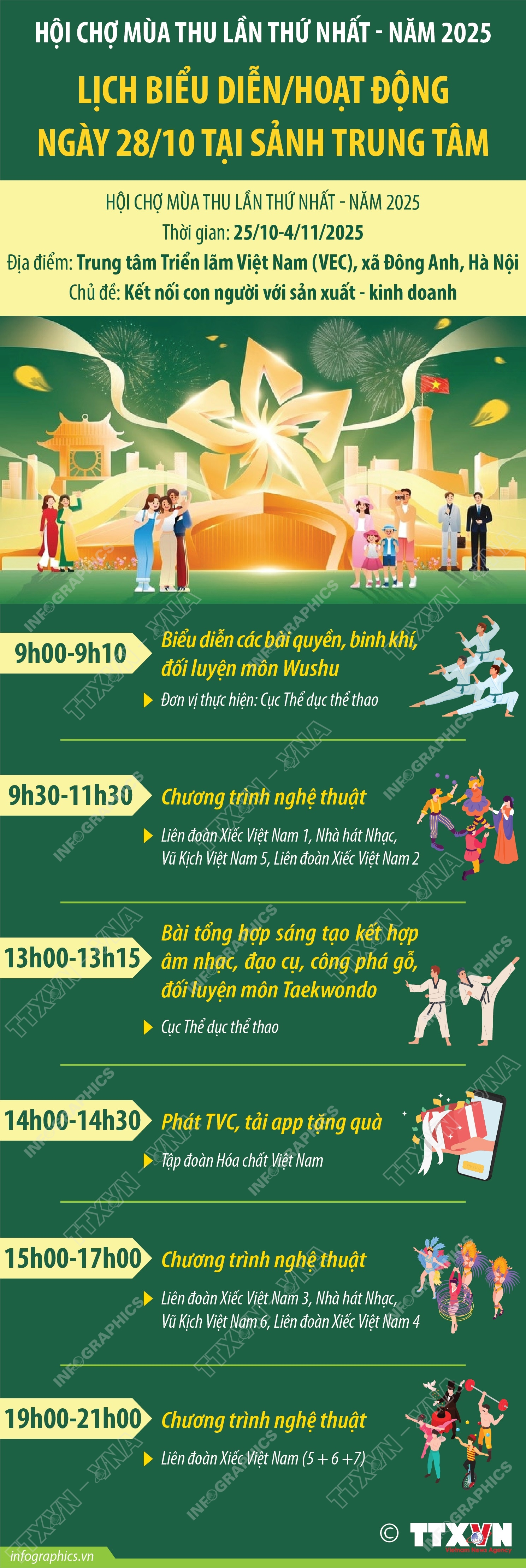 Hội chợ M&#249;a thu lần thứ nhất - năm 2025: Lịch biểu diễn/hoạt động ng&#224;y 28/10 tại Sảnh Trung t&#226;m - Ảnh 1