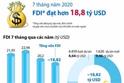 7 tháng năm 2020 Vốn FDI vào Việt Nam đạt 18,82 tỷ USD