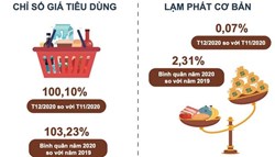 Thịt lợn tăng 57% đẩy CPI của Việt Nam năm 2020 tăng 3,23%