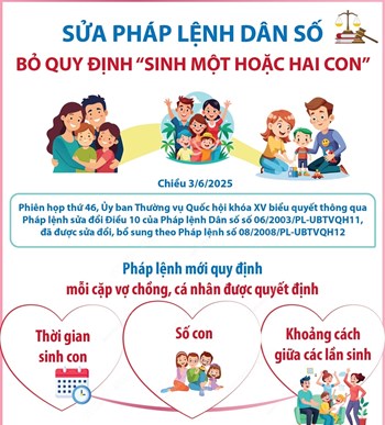 Sửa Pháp lệnh Dân số: Vợ chồng tự quyết định số con và thời gian sinh con