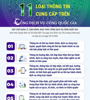11 loại thông tin cung cấp trên Cổng Dịch vụ công quốc gia