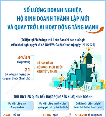 Số lượng doanh nghiệp, hộ kinh doanh thành lập mới và quay trở lại hoạt động tăng mạnh