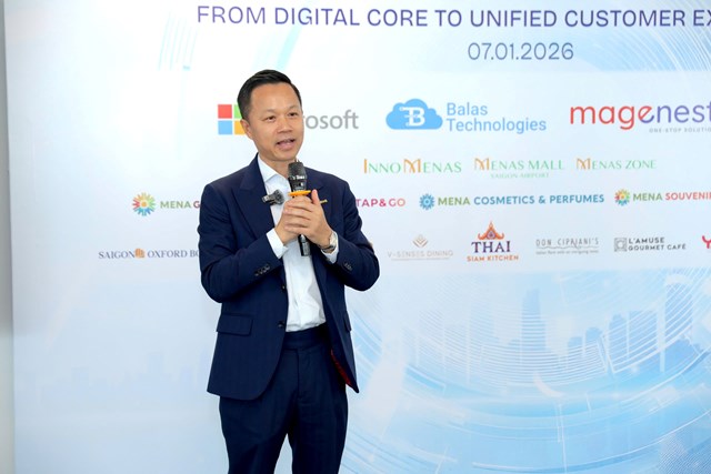 &Ocirc;ng Nguyễn Đức Quỳnh, Tổng Gi&aacute;m đốc Menas ph&aacute;t biểu tại buổi lễ.