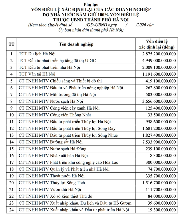 Hà Nội xác định lại vốn cho 24 doanh nghiệp Nhà nước, quy mô vượt 30.700 tỷ đồng - Ảnh 1