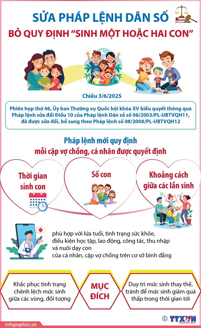 Sửa Ph&#225;p lệnh D&#226;n số: Vợ chồng tự quyết định số con v&#224; thời gian sinh con - Ảnh 1