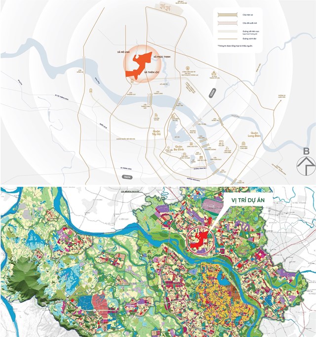 Vị tr&iacute; dự &aacute;n Bắc Thăng Long Urban City quy m&ocirc; khoảng 700 ha.