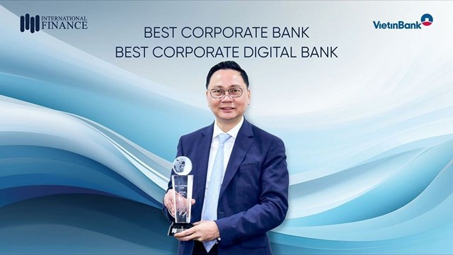 &Ocirc;ng Nguyễn Thanh T&ugrave;ng - Gi&aacute;m đốc Khối KHDN VietinBank nhận giải thưởng.