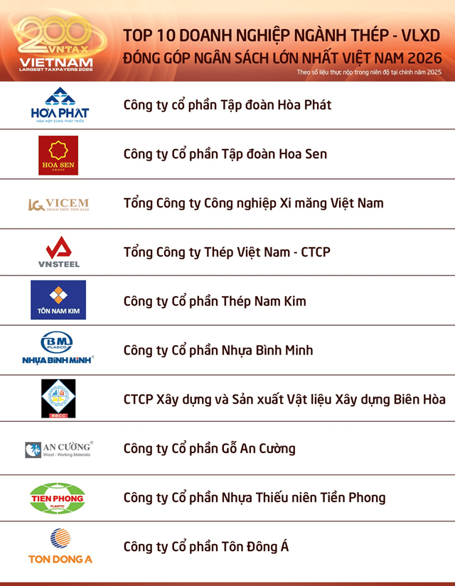 Top 10 doanh nghiệp thép nộp hơn 19.000 tỷ đồng - Ảnh 1
