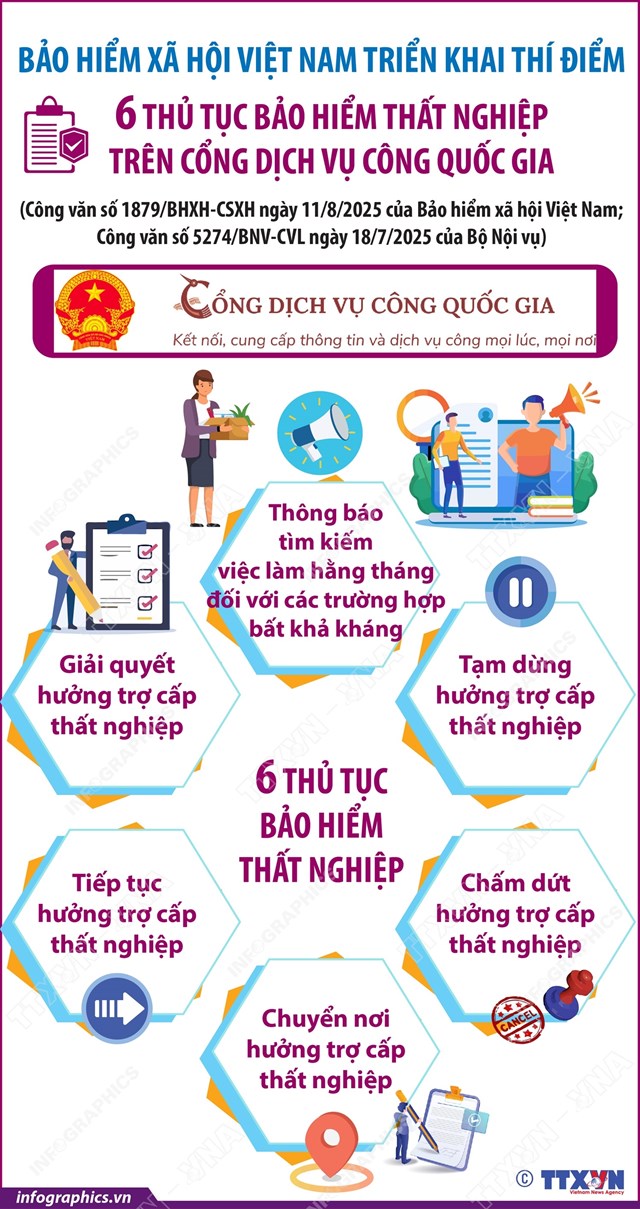 Bảo hiểm x&#227; hội Việt Nam triển khai th&#237; điểm 6 thủ tục bảo hiểm thất nghiệp tr&#234;n Cổng Dịch vụ c&#244;ng quốc gia - Ảnh 1
