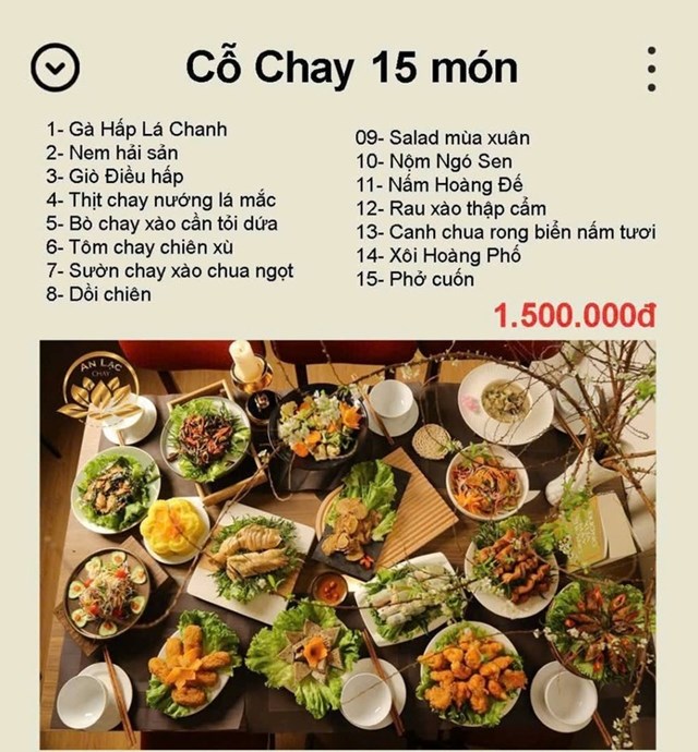 M&acirc;m cỗ chay c&uacute;ng Rằm th&aacute;ng 7 c&oacute; nhiều mức gi&aacute;. (Ảnh: Facebook)
