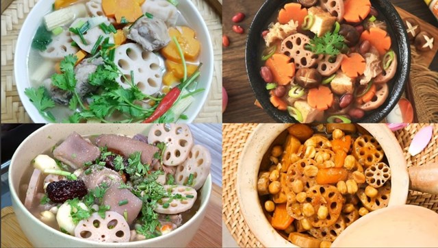 Ảnh minh họa c&aacute;c m&oacute;n ăn từ củ sen
