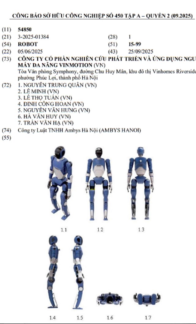 Vingroup lộ diện chiến lược robot: đăng k&#253; 3 mẫu &#39;made in Vietnam&#39;, sẵn s&#224;ng thương mại h&#243;a - Ảnh 1