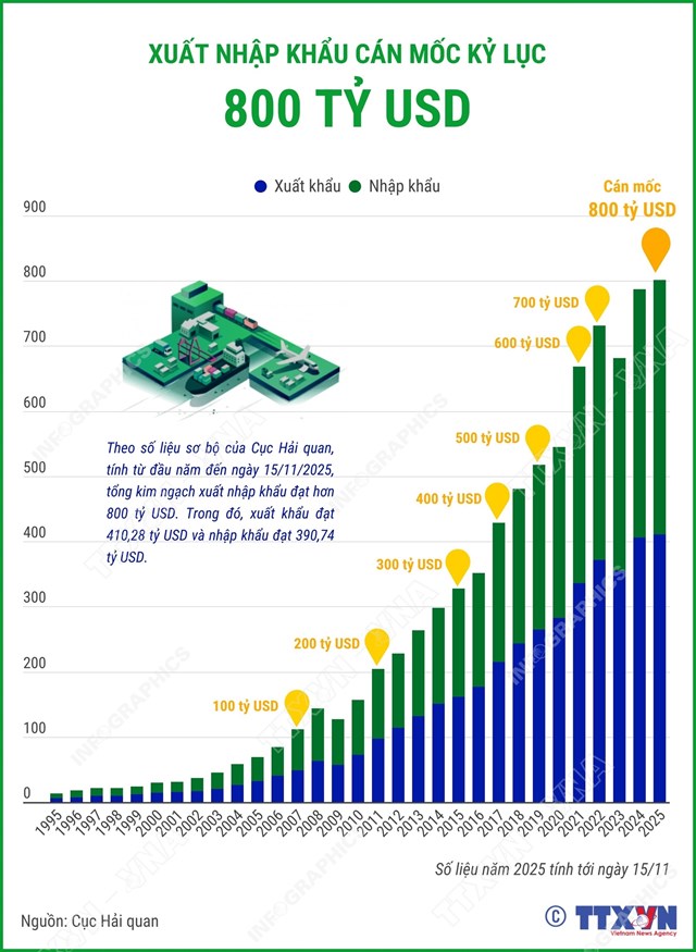 Xuất nhập khẩu c&#225;n mốc kỷ lục 800 tỷ USD - Ảnh 1