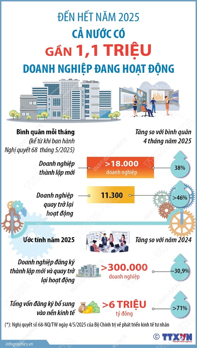 Đến hết năm 2025: Cả nước có gần 1,1 triệu doanh nghiệp đang hoạt động - Ảnh 1