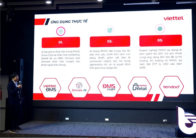 Theo &ocirc;ng Trần Xu&acirc;n An (Viettel Solutions), việc ứng dụng AI c&oacute; thể gi&uacute;p doanh nghiệp FMCG giảm khoảng 20% chi ph&iacute; chuỗi cung ứng v&agrave; tăng đ&aacute;ng kể tốc độ đưa sản phẩm ra thị trường.